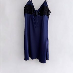 Dark blue and black lace slip dress